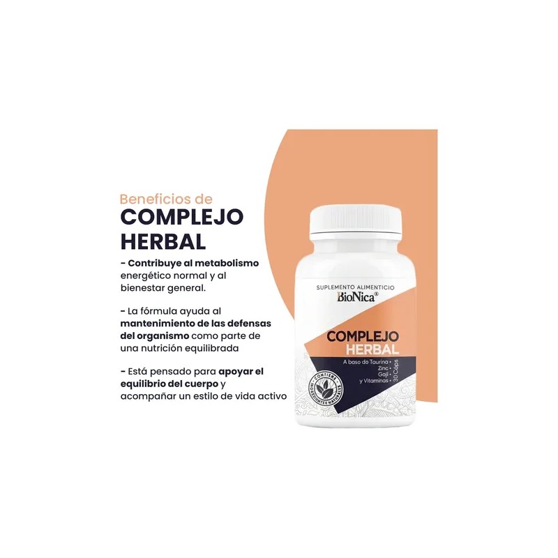 Bionica Complejo Herbal Suplemento Alimenticio 30 Caps Sin Sabor