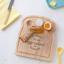 A Toast to an Egg-cellent Husband Breakfast Board - Unique Valentines Birthday Anniversary Engagement Wedding Gift Ideas for Newlyweds or Christmas Present - Funny Engraved Pun Design