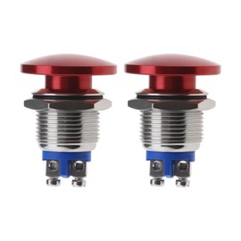 Be In Your Mind Pack of 2 Red Mushroom Head Button Switch, Waterproof Push Button Switch, Aluminium Alloy Round Start Button Accessories for Car, SUV, Truck, Motorhome, Boat, 16 mm