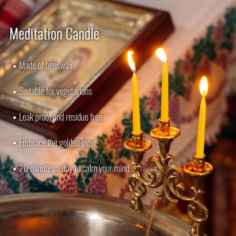 20 Minute Pure Beeswax Candles, Drip-Free Meditation Candles, Mini Taper