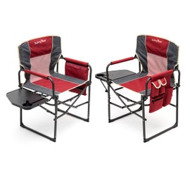 SUNNYFEEL Extra Wide Camping Directors Chair for Adults Heavy Duty, Portable Compact Folding Camp Lawn Chair with Side Table for Fishing/Outdoor/Travel/Picnic/Concert,Foldable Makeup Artist Chair