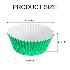 sourcing map Metallic Foil Cupcake Liners for Baking Cupcake, 100Pcs Cupcake Muffins Liners Cupcake Holders Paper Greaseproof Wrappers for Wedding, Showers, Gift, Green
