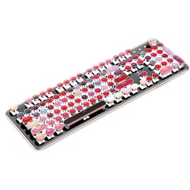 Corn K520 Lipstick Mechanical Gaming Keyboard Metal Panel Round Retro Backlit 104 Keys USB Wired Blue Switch for Desktop, Laptop