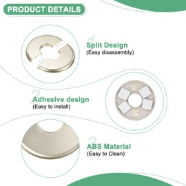 M METERXITY 2-Pack Wall Split Flange, for 1 Inch/25mm OD Pipe ABS Escutcheon Plate Round Self-Adhesive Plumbing Cover Plates for Water Pipe/Faucet [Gold Tone]