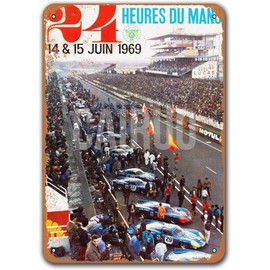CAIRUO 1969 24 Hours of Le Mans Tin Metal Signs Vintage Cars Plaques Poster Man Cave Pub Retro Wall Decor 8x12 inch