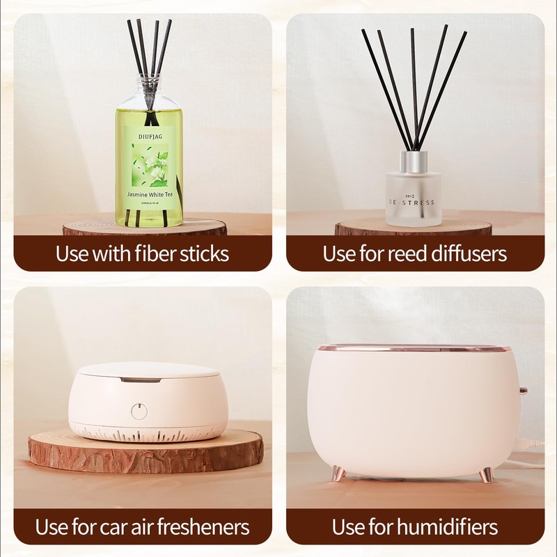 Jasmine White Tea Reed Diffuser with 20 Black Fiber Sticks,