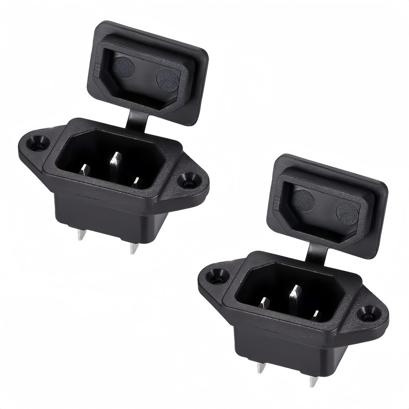 BOXONLY C14 3 Pins Panel Mount Plug Adapter AC 250V