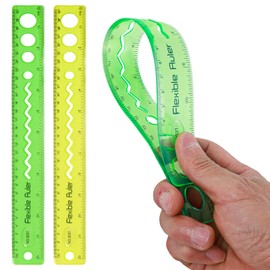 Grevosea 2 Pcs Flexible Rulers, 12 Inch Plastic Ruler with Centimeters and Inches Bendable Soft Rulers for Kids & Adults School Home Office Supplies (Yellow+Green)