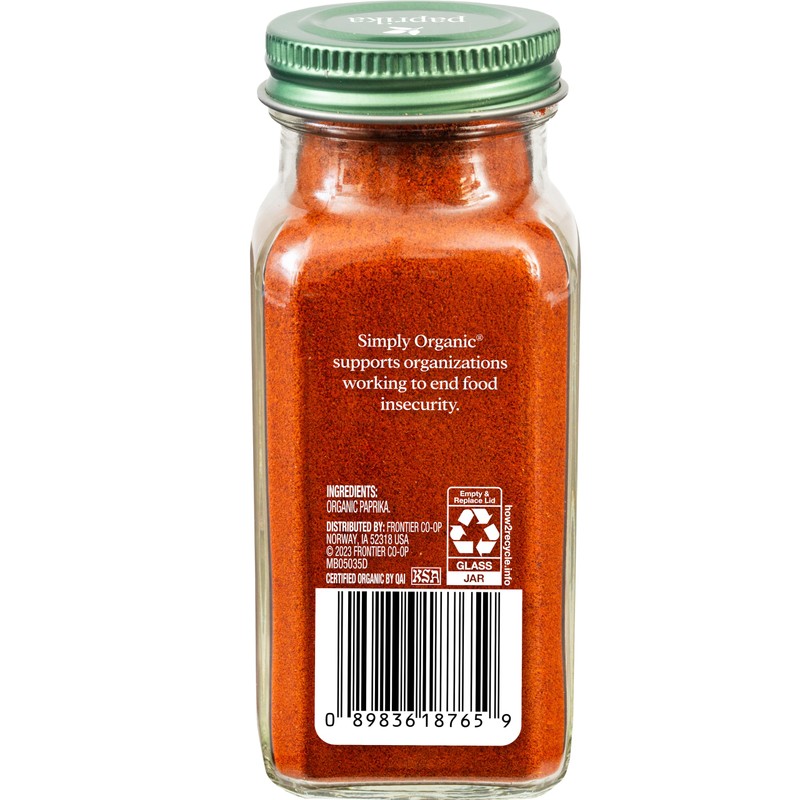 Simply Organic, Paprika Ground Certified Organic, 2.96 Ounce Container