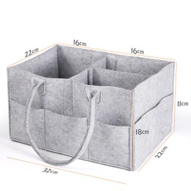 VAGALBOX Bolsa de Fieltro, Bolsa de Almacenamiento de Pañales, Bolsa de Viaje para el Hogar, Bolsa de Almacenamiento Conveniente de Viaje de Gran Capacidad (Gris)