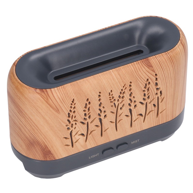 Humidifier 200ml Aroma Diffuser Wood Grain Flame Pattern Light Low
