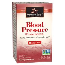 Bravo Tea Blood Pressure Herbal Tea Caffeine Free, 20 Tea Bags, 6 Count