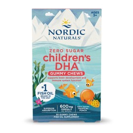 Nordic Naturals Gomitas de DHA para Niños Sin Azúcar Sabor Tropical Punch 600 mg Omega 3 por Gomita 30 Gomitas Masticables Suplemento Alimenticio con EPA y DHA Aceite de Pescado No GMO Uso Pediátrico