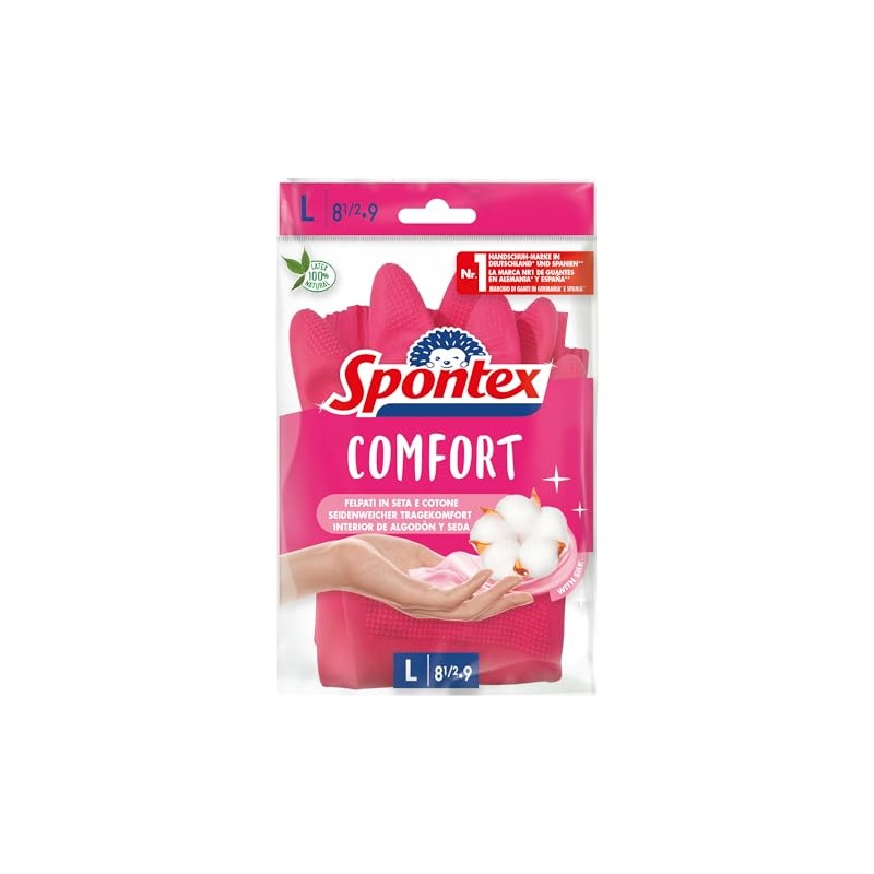 Spontex Comfort Household Gloves for Optimal Protection and Comfort, Size