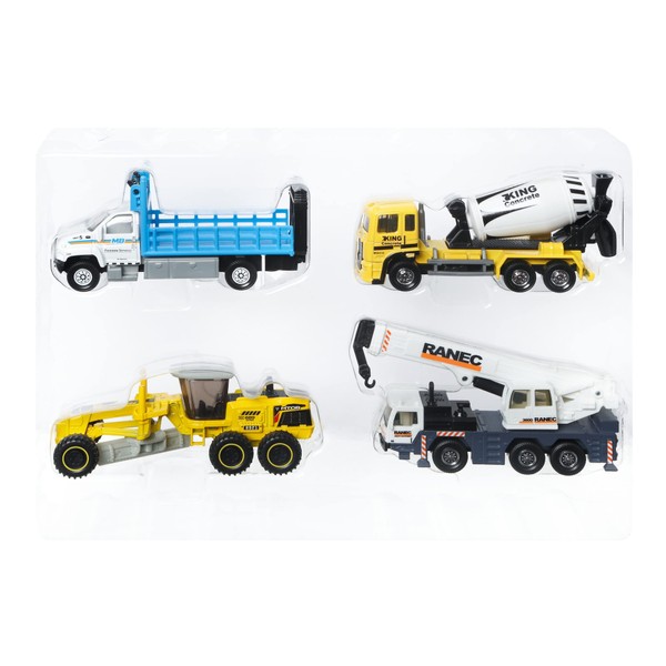 Matchbox - Work Vehicles, ​Pack of 4 Large Vehicles with Authentic Details and Construction Equipment, Toy for Children 3+ Years, HCC07