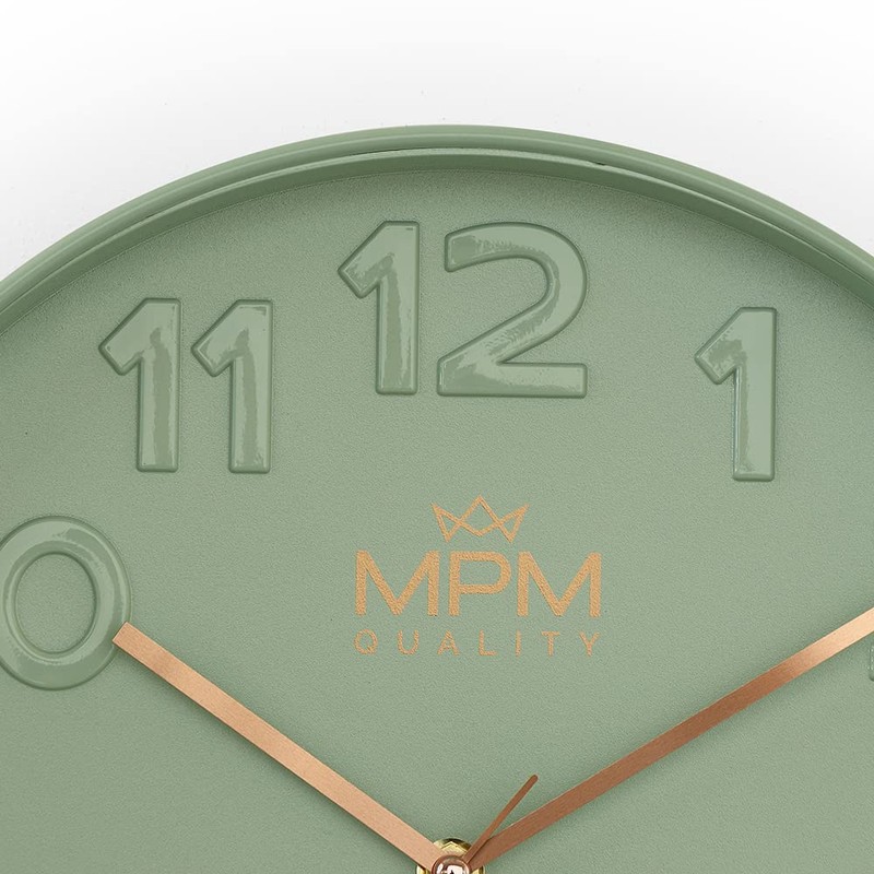 MPM Quality Design Wall Clock, Green, Modern Plastic Clock, Glass,