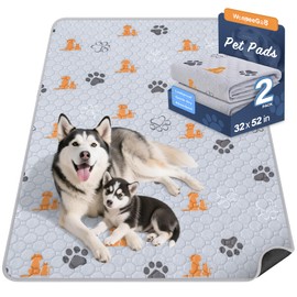WanpeeGoo Washable Pee Pads for Dogs, 2 Pack Absorbent Reusable Training Dog Pads Pet Puppy Pads, Non-Slip Potty Pads for Whelping, Playpen, Crate, Bed, Orange, 32"x52"