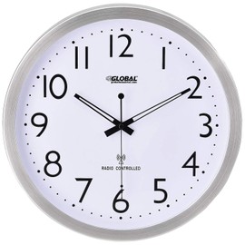 Global Industrial 14" Atomic Wall Clock, Stainless Steel