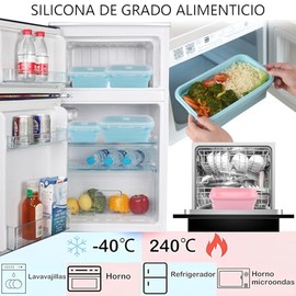 Recipientes de Silicona Portátil,Juego de Fiambrera plegable de silicona de 4 tamaños,Cuencos de silicona de grado alimenticio con tapa hermética y...