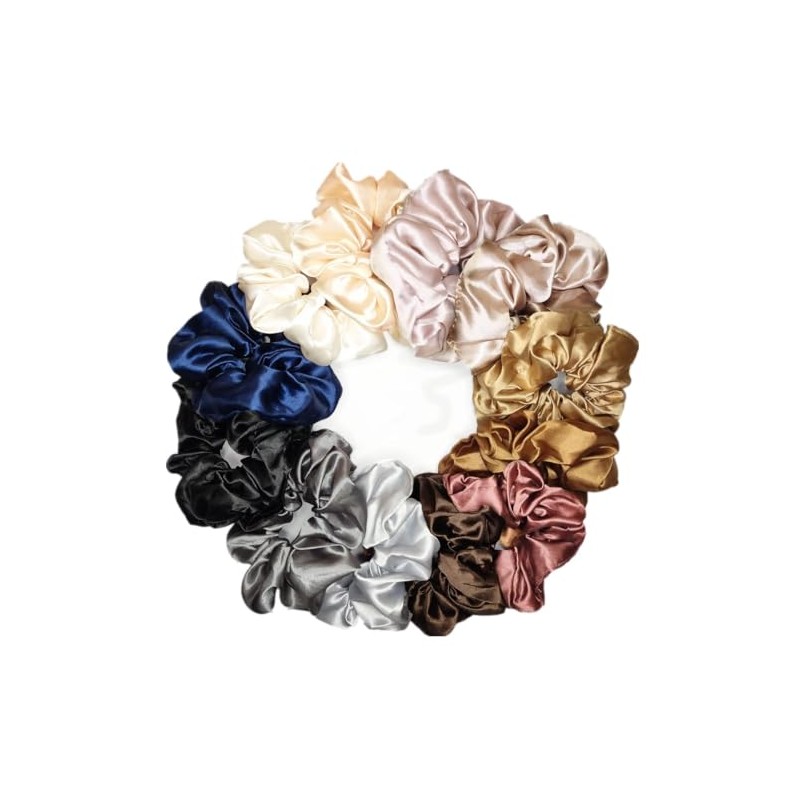 Triko 12 Coleteros de Seda Satinada de 4.5 Pulgadas, Scrunchies