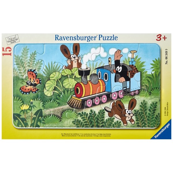 Ravensburger - Puzzle cadre - 15 pièces : La taupe, Conducteur de locomotive