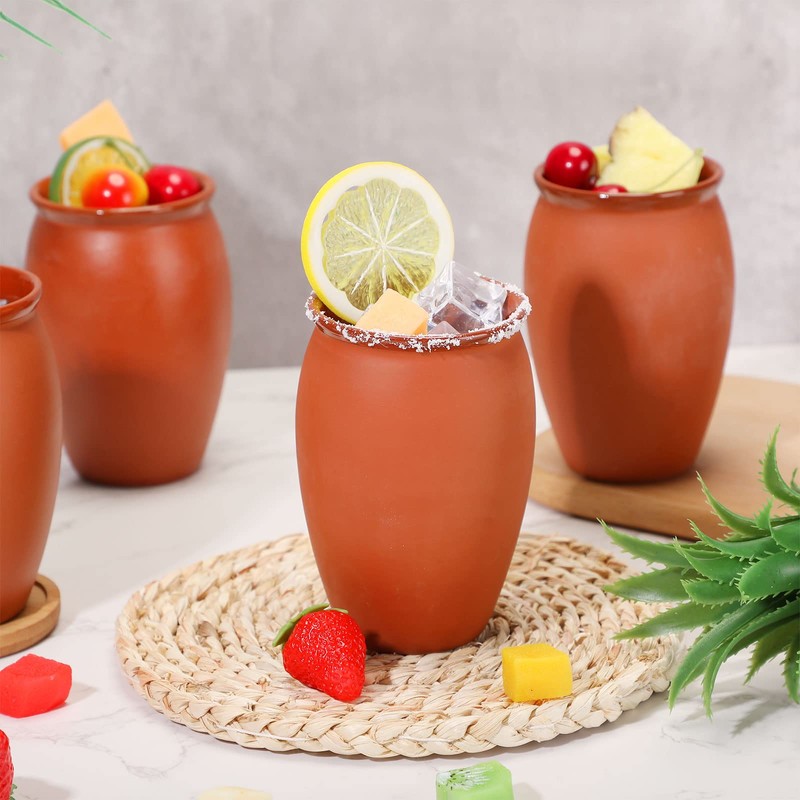 Gejoy 18 Pcs 12 oz Cantaritos De Barro Mexicanos Mini
