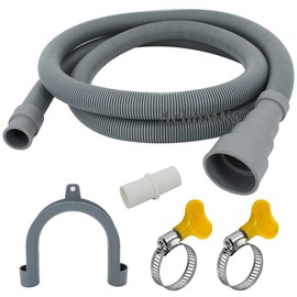 AcbbMNS 6.56 Feet (2M) Washing Machine Drain Hose Extension Kit, Flexible Corrugated Dishwasher Drain Pipe Washer Discharge Hose with 1 Adapter 1 U-Bend Holder 2 Hose Clamps