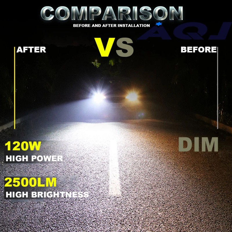 AQJ 9005 9006 LED Headlights Kit Combo Bulbs Blue 8000K