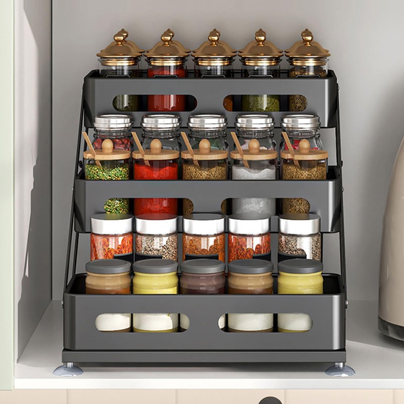 Ceetug 3 Tier Foldable Spice Rack for Countertop Iron Kitchen