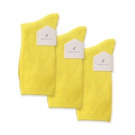 [SHIZUTA] 靴下 キッズ カラーソックス 同色 3足 セット 子供 女の子 男の子 無地 (JP, 数字サイズ, 16.0 cm, 18.0 cm, S, 55 イエロー)