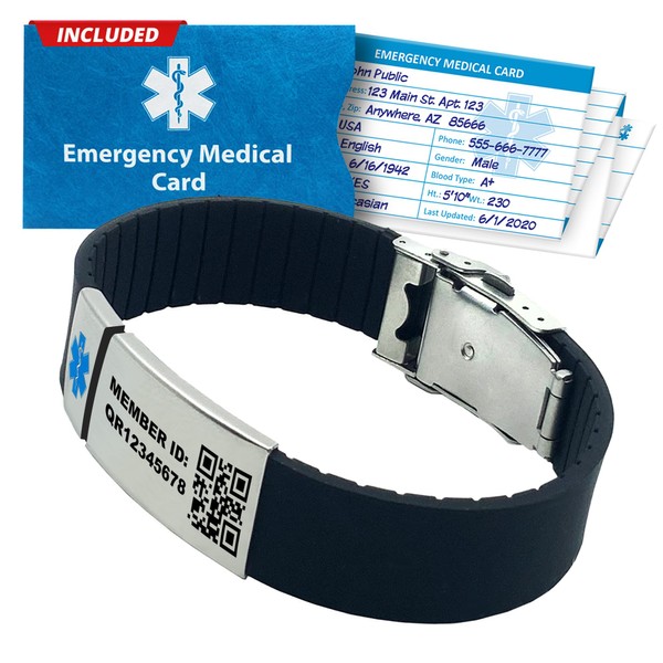 QR Code Medical Alert Bracelet with Medical Badge – Adjustable