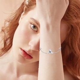 JFASHOP Moonstone Bracelet Women's 925 Sterling Silver Celtic Knot Bracelet Adjustable Rainbow Moonstone Bracelet Girls Celtic Knot Jewellery for Children Girlfriend Mother's Day, Silver