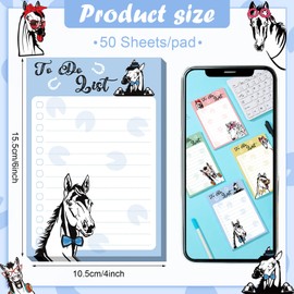 4 Pads Funny Animal Sticky to Do Notepad Chicken Hens Dogs Cats Pigs Lover Gifts Chicken Scratch Notepad Chicken Gifts for Rooster Baby Chicklet Barn Office Decor Accessories, 4 x 6'' (Horse)