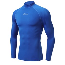 Sillitor Mens Rash Vest Long Sleeve UV Sun Protection Hign Neck Surfing Swimming Tops for Men Rash Guard Base Layer for Wetsuit Diving Snorkeling,Lightwieght,Water Wicking,Quick Dry 226 Blue XL