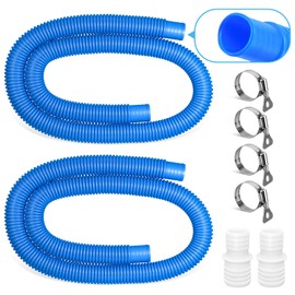 Above ground pool hose 1.5 In: Upgrade 4 Metal Clamps Prevent Cracks & Leaks Design to fit Connectors - Thicker pool hoses Compatible with Pool Pumps Filters(59" Length, 1 Adapter, Blue)