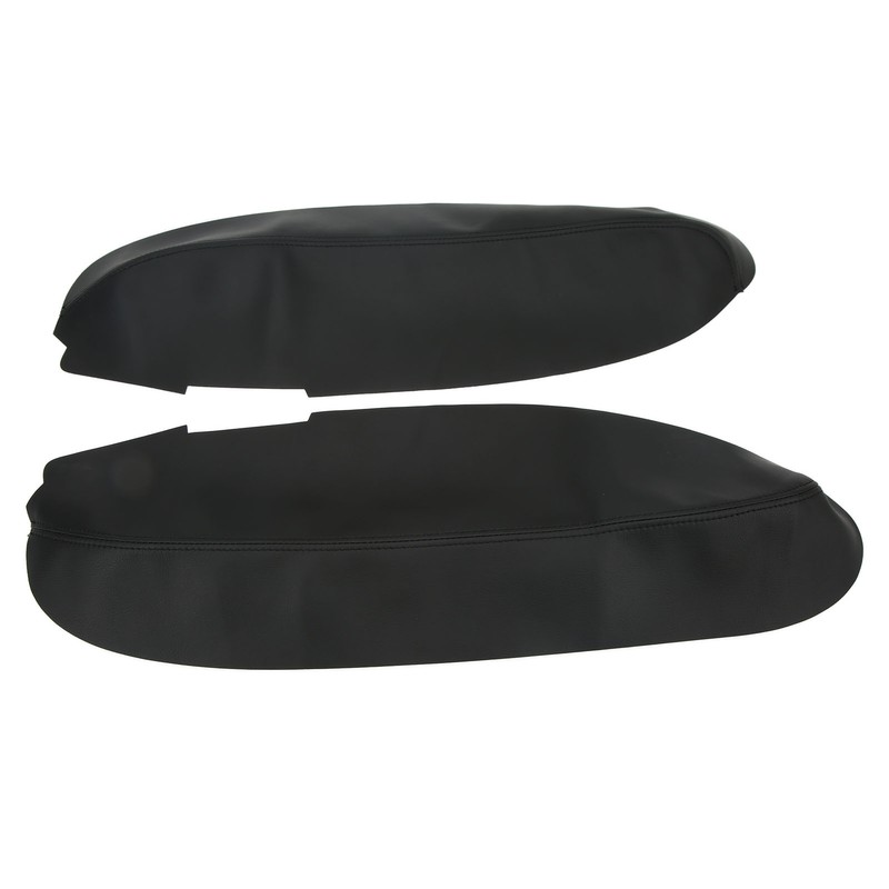 2pcs Front Door Panel Armrest Cover Black Artificial Leather Replacement