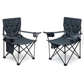 SUNNYFEEL XL Oversized Camping Chair 2 Pack, Folding Camp Chairs for Adults Heavy Duty Big Tall 500 LBS, Padded Portable Quad Arm Lawn Chair with Pocket for Outdoor/Picnic/Beach/Sports