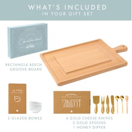 Grazerie Charcuterie Board Set - Beech Wood Cheese Board for Serving with Accessories - House Warming Gifts for New Home, Bridal Shower & Wedding Gift, Birthday Gifts for Women