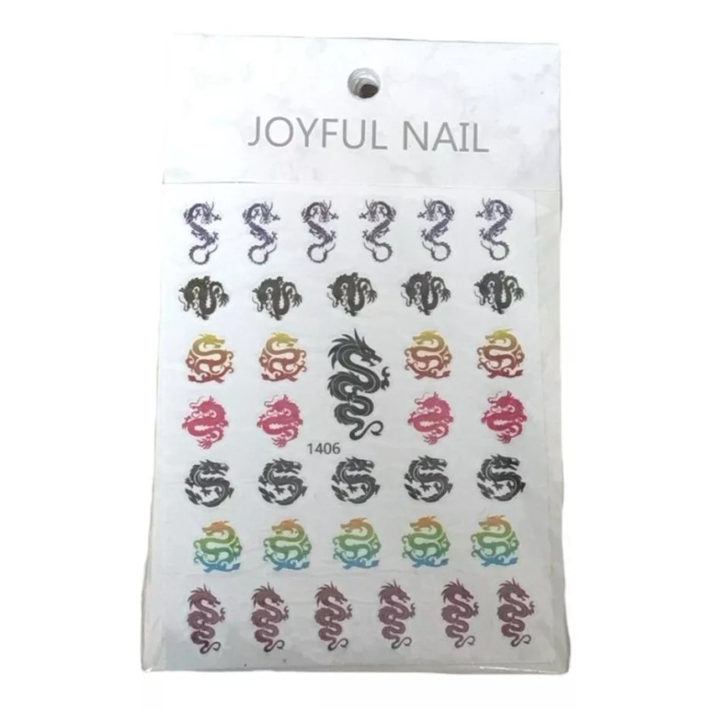 +500 Stickers Para Uñas Diseños De Dragon Paquete 12 Pzas