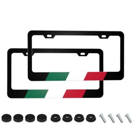 2pcs Italy Flag License Plate Frame Italian Flag License Plate Holder Aluminum Metal Auto Accessories Decoration Fits US Canada Standard Car License Plate Cover 2 Holes with Screws for Men Women