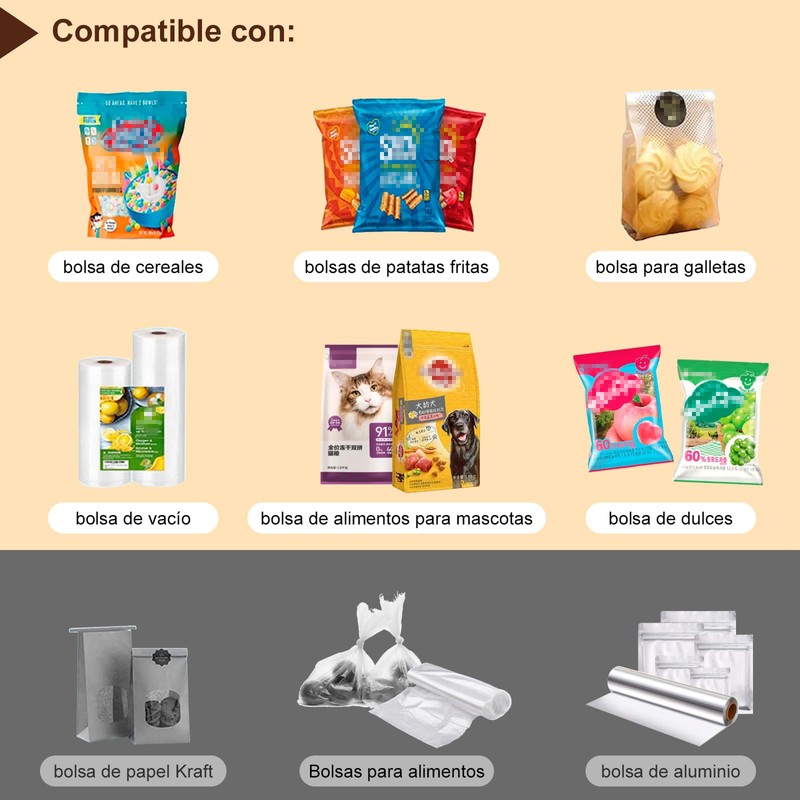 Sellador de Bolsas Plásticas, Lostrain Máquina Selladora Portátil para Alimentos,