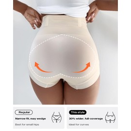 CHICME Tummy Control Shapewear for Women Seamless Butt Lifting Panties Boyshorts High Waisted Slimming Underwear Girdle Nude-XXL