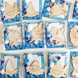 Xvvti 12PCS Shark Party Favors - DIY Shark Wood Painting Kits
