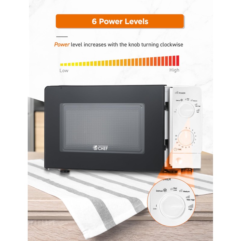 Commercial Chef 0.6 Cu. Ft. Countertop Microwave Oven, Mechanical Dial