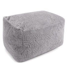 Round Pouf Ottoman 23 x 15 x 13 Inches, Memory Foam Filled Foot Rest for Couch Sofa, Soft Fluffy Stuffed Footstool Bean Bag Chair, Modern Floor Pouffe Hassock for Living Room Bedroom, Grey
