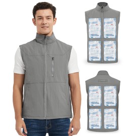 Foiueyga Men's Cooling Vest with 24 Ice Packs Lightweight Outdoor Cold Ice Vest for Body Cooling Hot Weather Work Activity, Large
