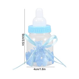 Qiilu Biberon Decoratif Azul Baby Announcement Boxes Plastic 24Pcs Botellas Rellenables Sweet Candy Box para Baby Shower Party Decoraciones (Azul)