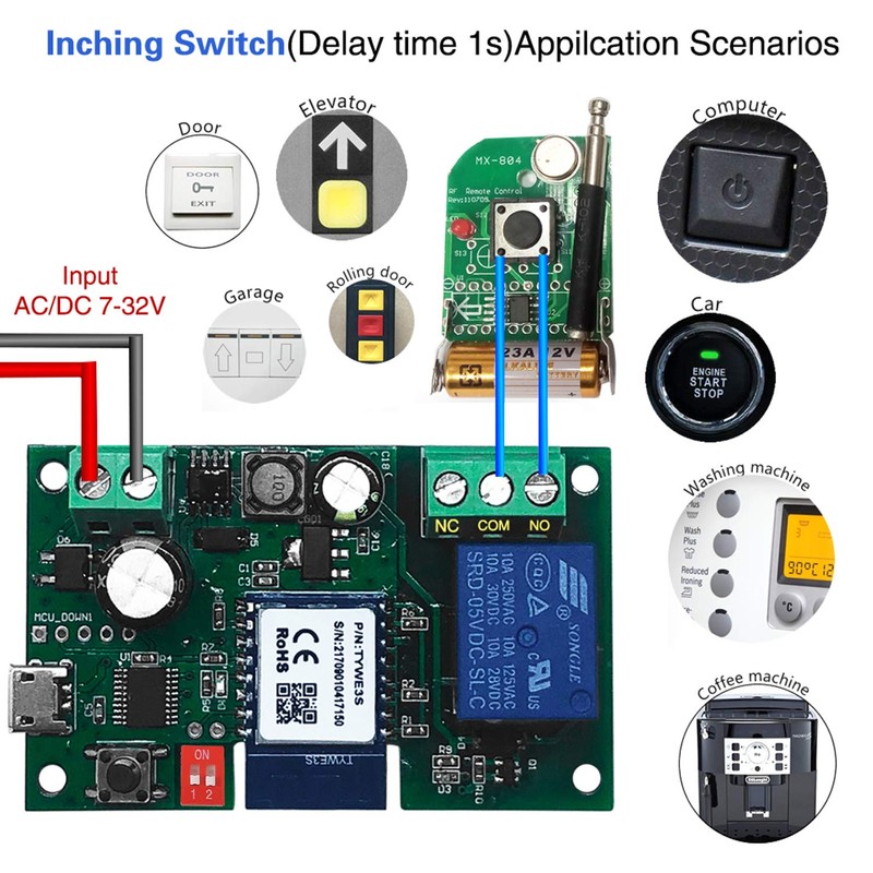 Newgoal WiFi Jog Relay Momentan/Auto-Lock Switch DIY-Module Smart Home-Automation App