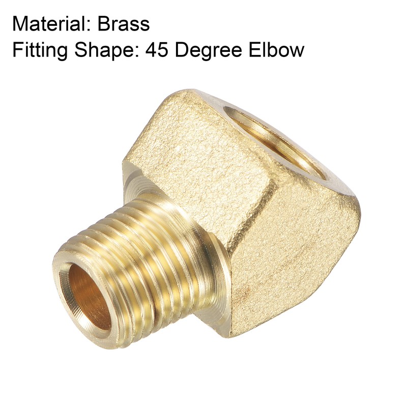 sourcing map Brass Hose Fitting Elbow 45 Degree Angle Hose