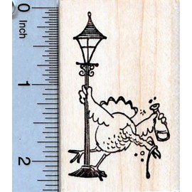 RubberHedgehog Thanksgiving Rubber Stamp, Drunk Turkey with Lamp H35110  WM